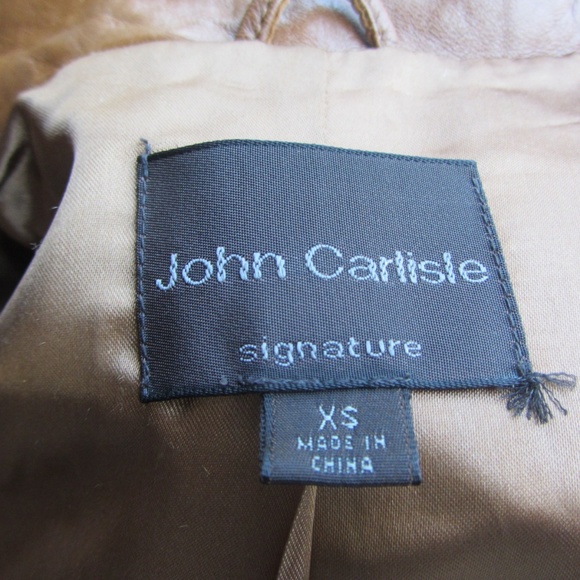 JOHN CARLISLE TAN LEATHER 3/4 LENGTH JACKET XS - Picture 3 of 8